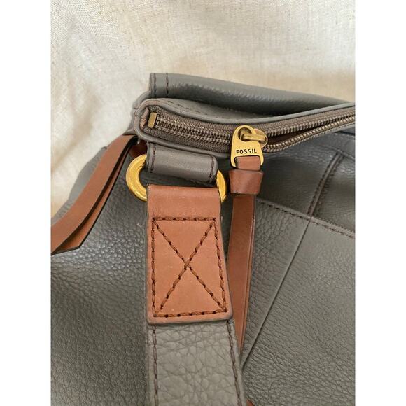 Fossil Gray Leather Crossbody Satchel Bag - Picture 10 of 11